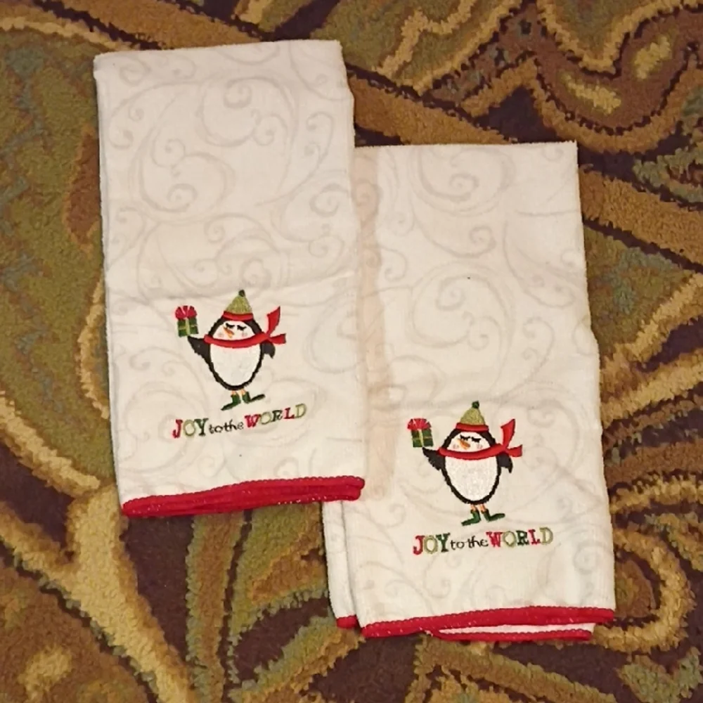 Festive Penguin Hand Towels